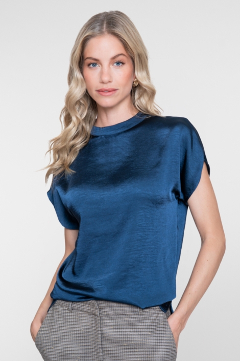 Geisha blauwe dames t-shirt | Model vooraanzicht