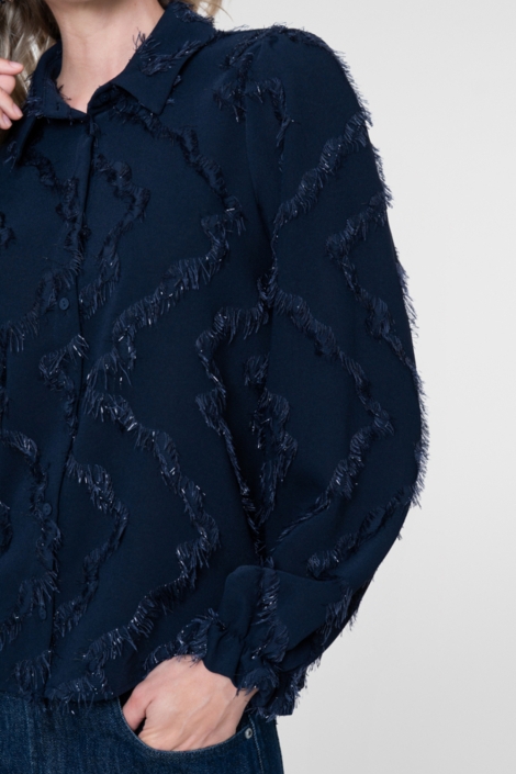 Geisha blauwe dames blouse | Kleurstaal