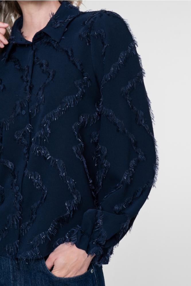 Geisha blauwe dames blouse | Kleurstaal