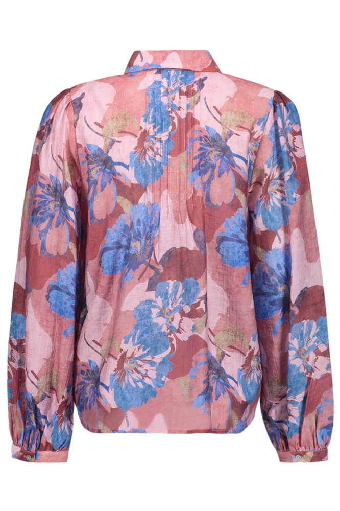 Geisha blauwe dames blouse | Achteraanzicht