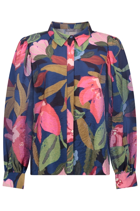 Geisha blauwe dames blouse | Vooraanzicht