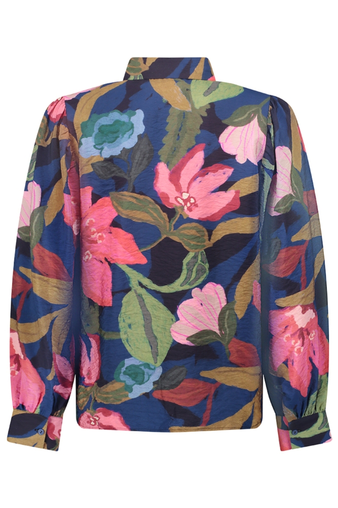 Geisha blauwe dames blouse | Achteraanzicht