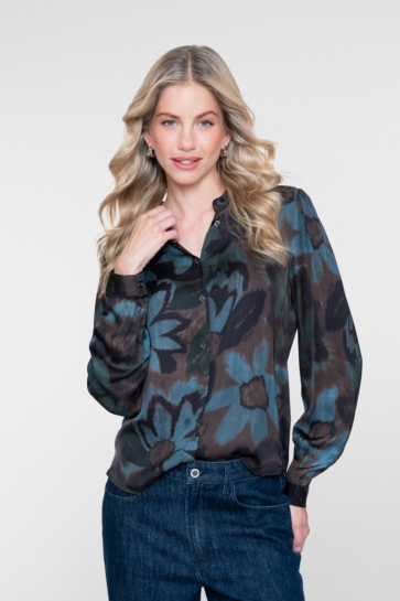 Geisha Blouse BLOUSE MET PRINT 63880 70 000625 blue/brown/green
