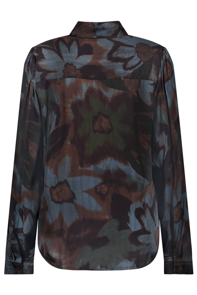 Geisha blauwe dames blouse | Achteraanzicht