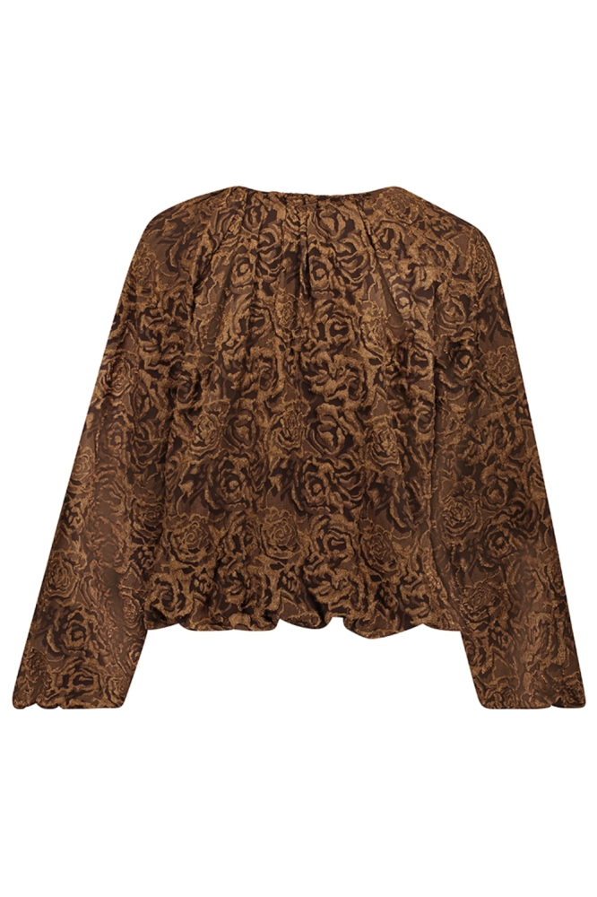 Geisha camel dames blouse | Achteraanzicht