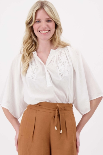 Zusss Blouse BORDUUR BLOEM MESH BLOUSE 0309-0060 OFF WHITE