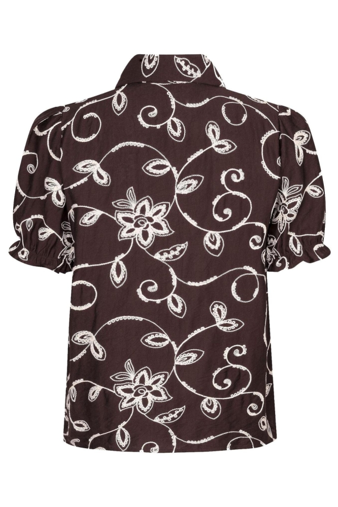 Ydence bruine dames blouse | Achteraanzicht