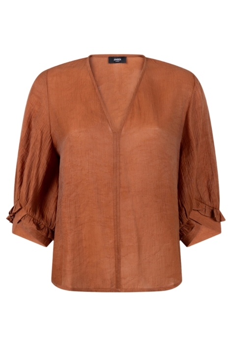Juffrouw Jansen cognac dames blouse | Vooraanzicht