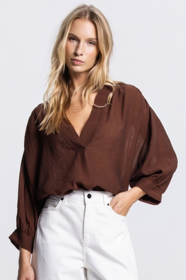 Juffrouw Jansen Blouse PEM SS26 4 BLOUSE C 770 TRANSP 000540 BROWN
