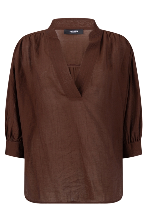 Juffrouw Jansen bruine dames blouse | Vooraanzicht