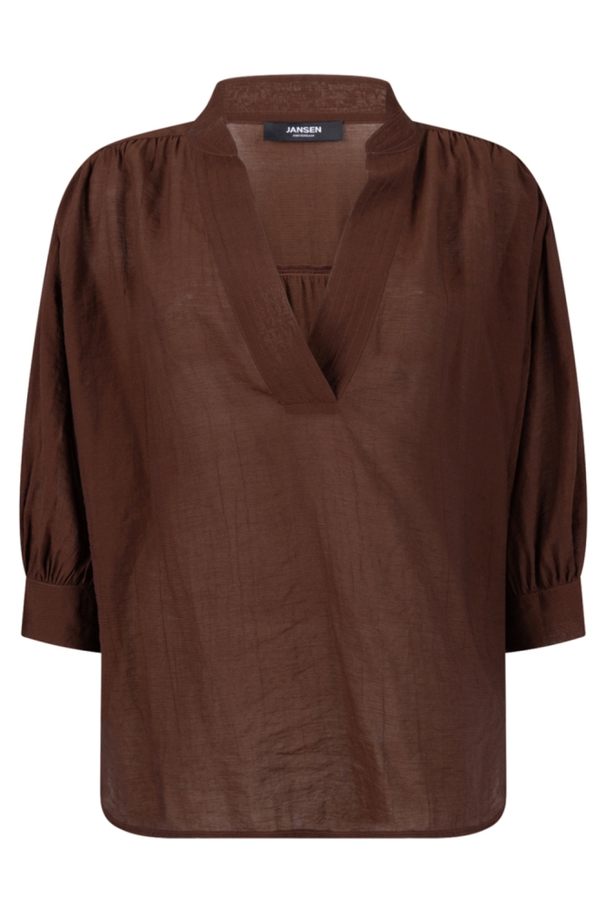 Juffrouw Jansen bruine dames blouse | Vooraanzicht