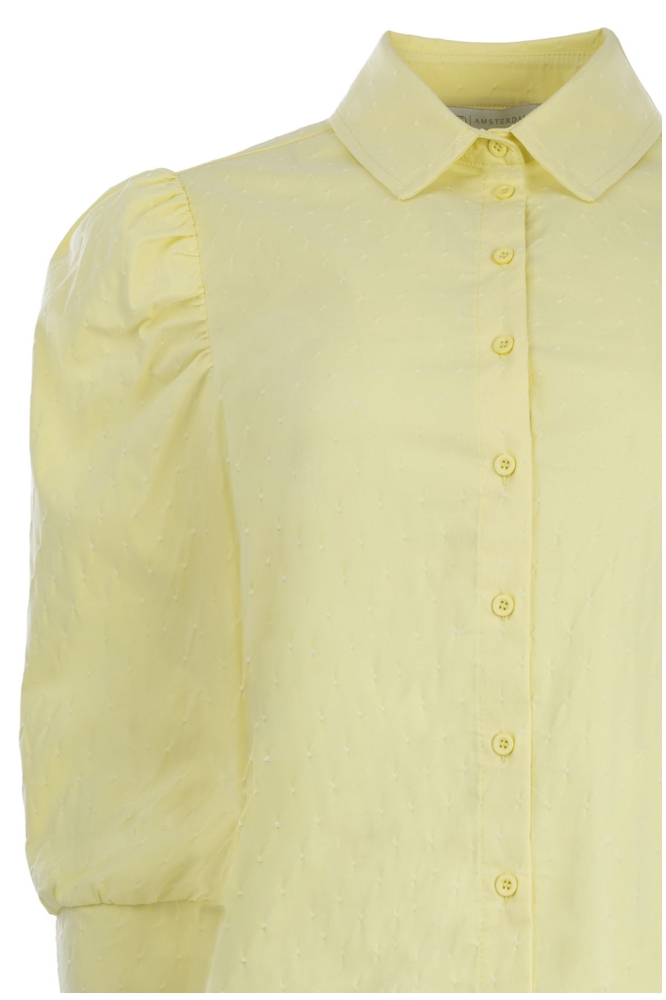 TQ Amsterdam gele dames blouse | Close up
