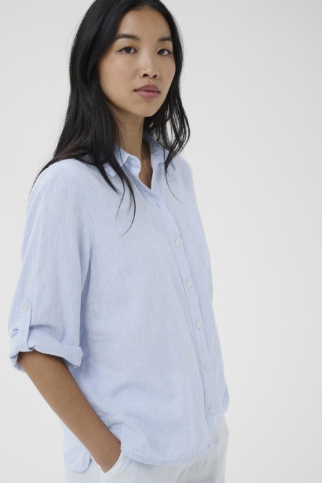 Part Two blauwe dames blouse | Model zijaanzicht