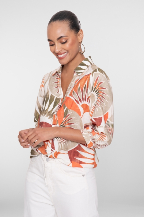 Geisha oranje dames blouse | Model vooraanzicht