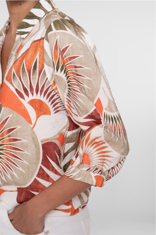 Geisha oranje dames blouse | Kleurstaal