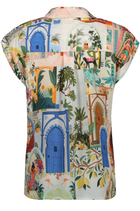 Geisha groene dames blouse | Achteraanzicht