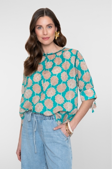 Geisha Blouse BLOUSE MET SIERLIJKE BLOEMENPRINT 63478 20 Aqua/Sand