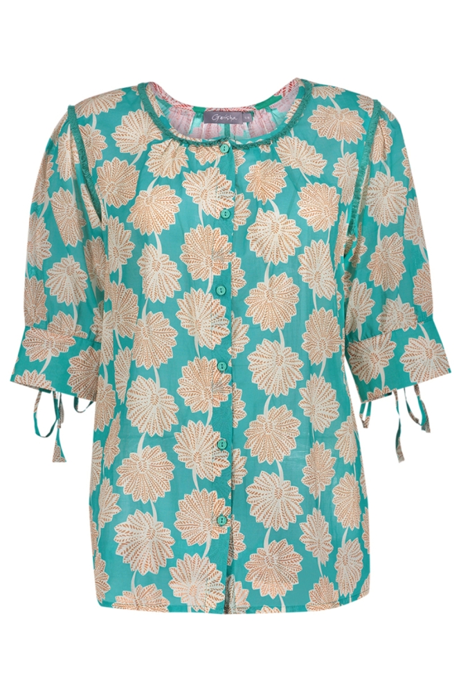 Geisha groene dames blouse | Vooraanzicht