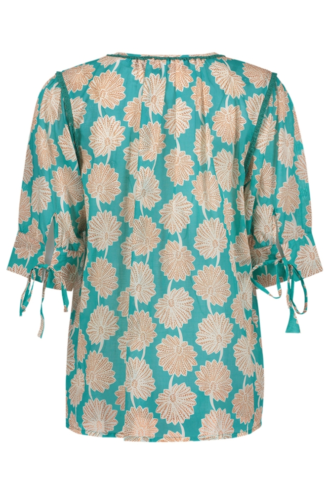 Geisha groene dames blouse | Achteraanzicht