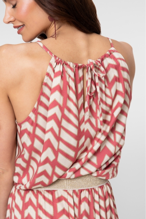 Geisha rode dames top | Model achteraanzicht