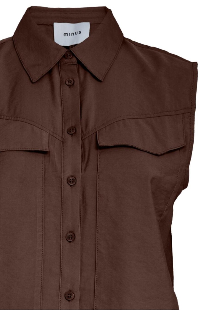Minus bruine dames blouse | Close up