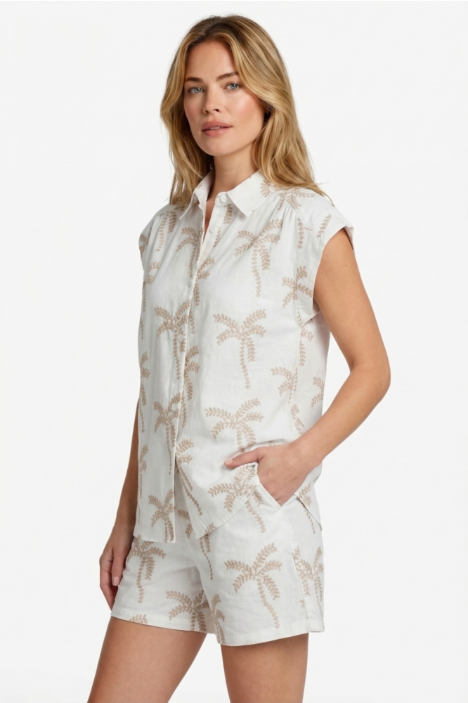 C&S The Label beige dames blouse | Model vooraanzicht