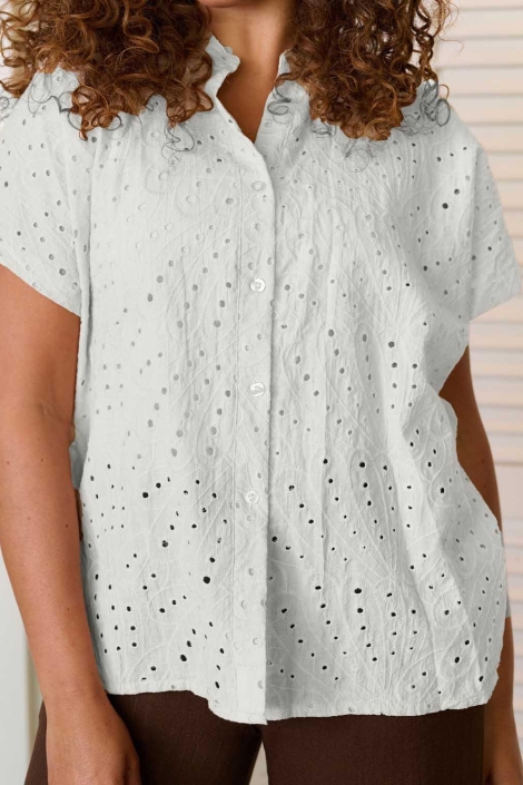 FOS Amsterdam witte dames blouse | Close up