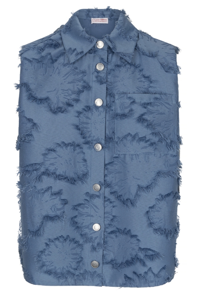 Studio Amaya blauwe dames blouse | Vooraanzicht