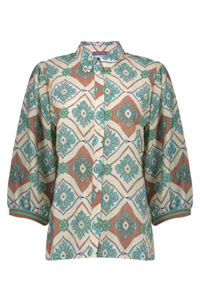Geisha groene dames blouse | Vooraanzicht