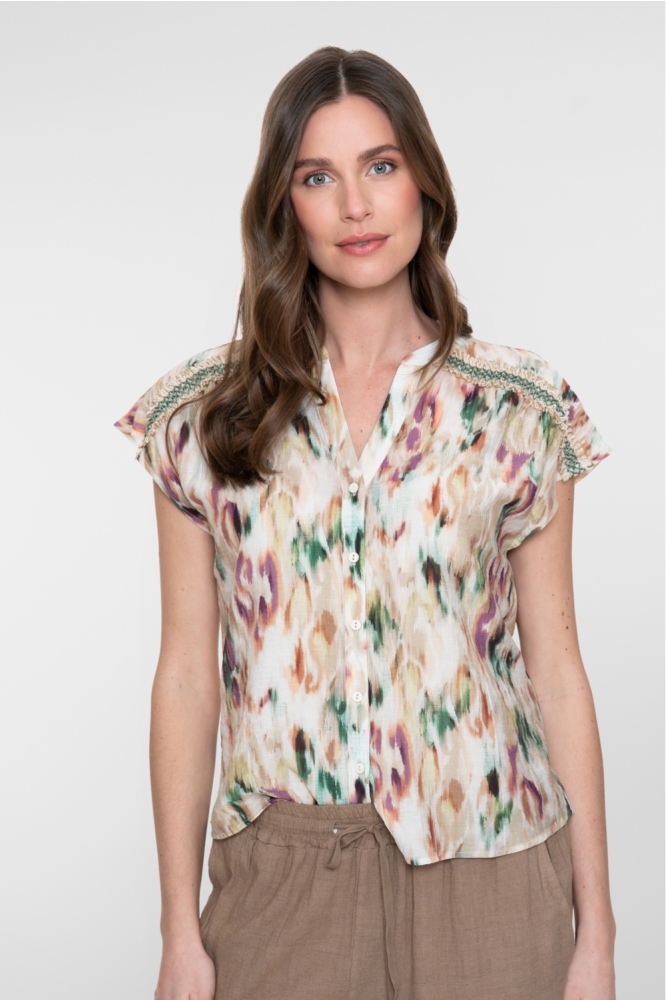 Geisha ecru dames blouse | Model vooraanzicht