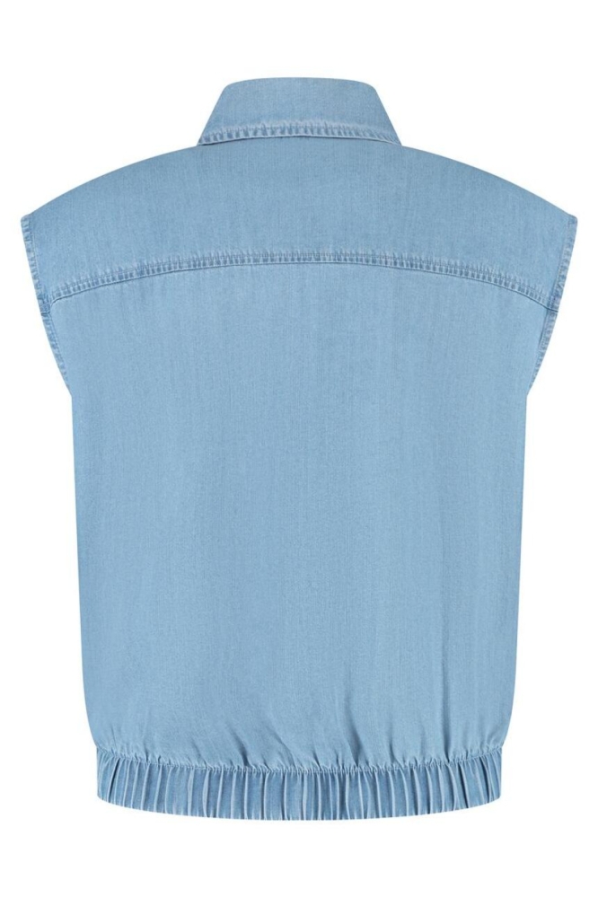 Lady Day blauwe dames blouse | Achteraanzicht