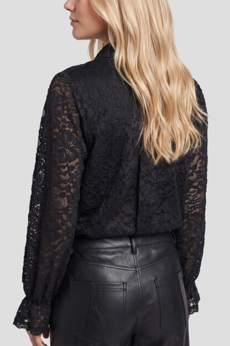 C&S The Label zwarte dames blouse | Model achteraanzicht