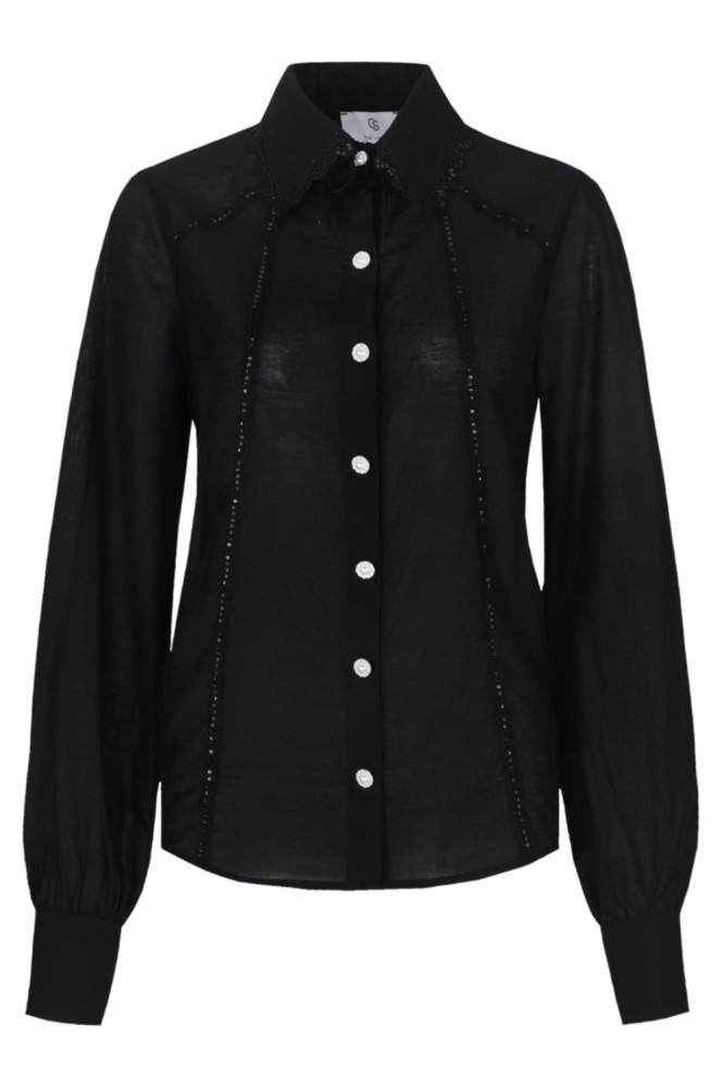 C&S The Label zwarte dames blouse | Vooraanzicht