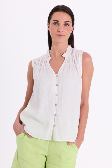 Freequent Blouse FQESALLY BLOUSE 204376 BRILLIANT WHITE