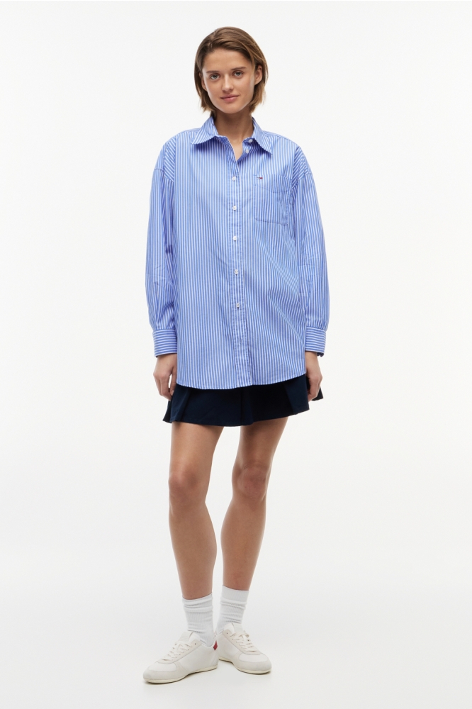 Tommy Jeans blauwe dames blouse | Model