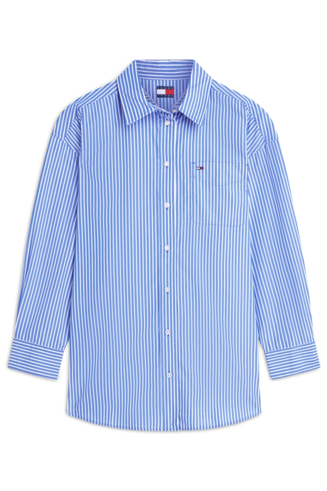 Tommy Jeans blauwe dames blouse | Vooraanzicht