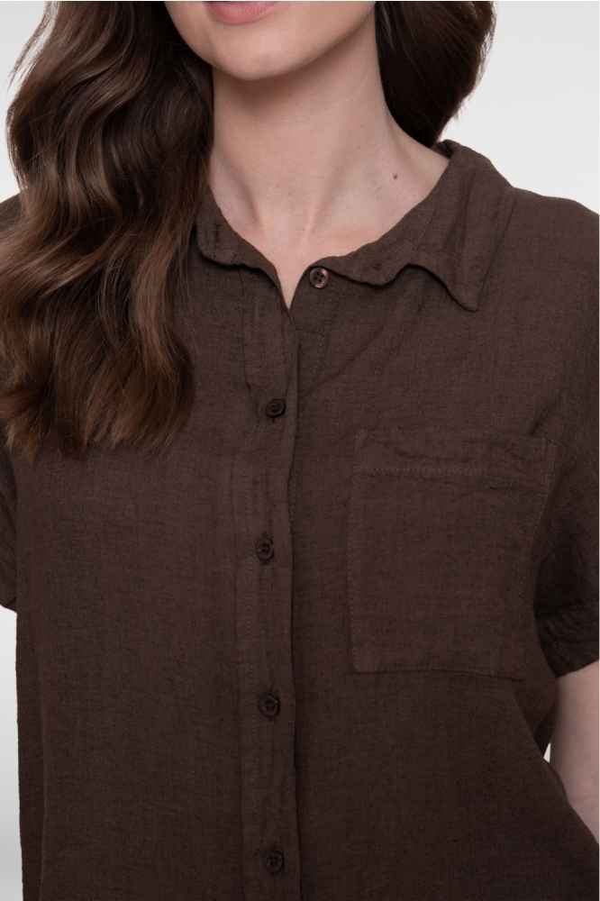 Geisha bruine dames blouse | Close up