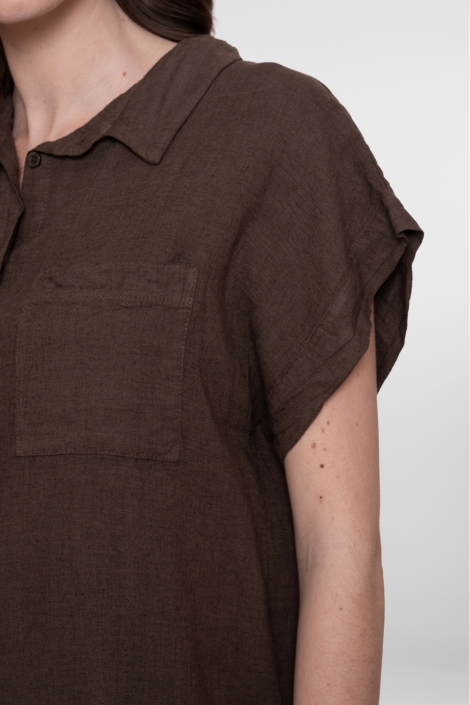 Geisha bruine dames blouse | Kleurstaal