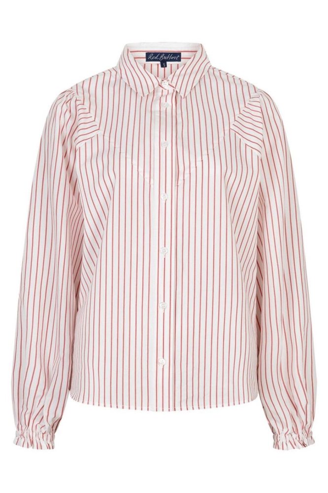 Red Button rode dames blouse | Vooraanzicht