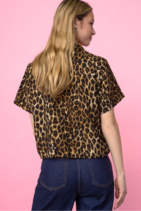 SisterS point camel dames blouse | Model achteraanzicht