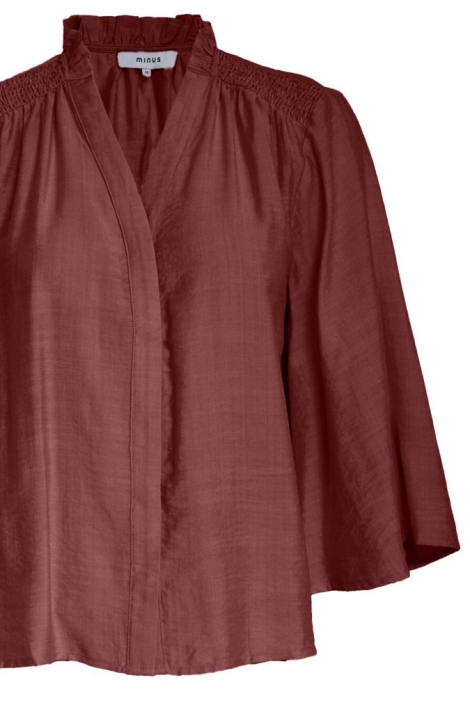 Minus bordeaux dames blouse | Close up