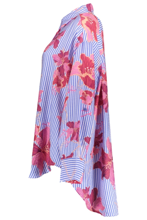 Geisha blauwe dames blouse | Zijaanzicht