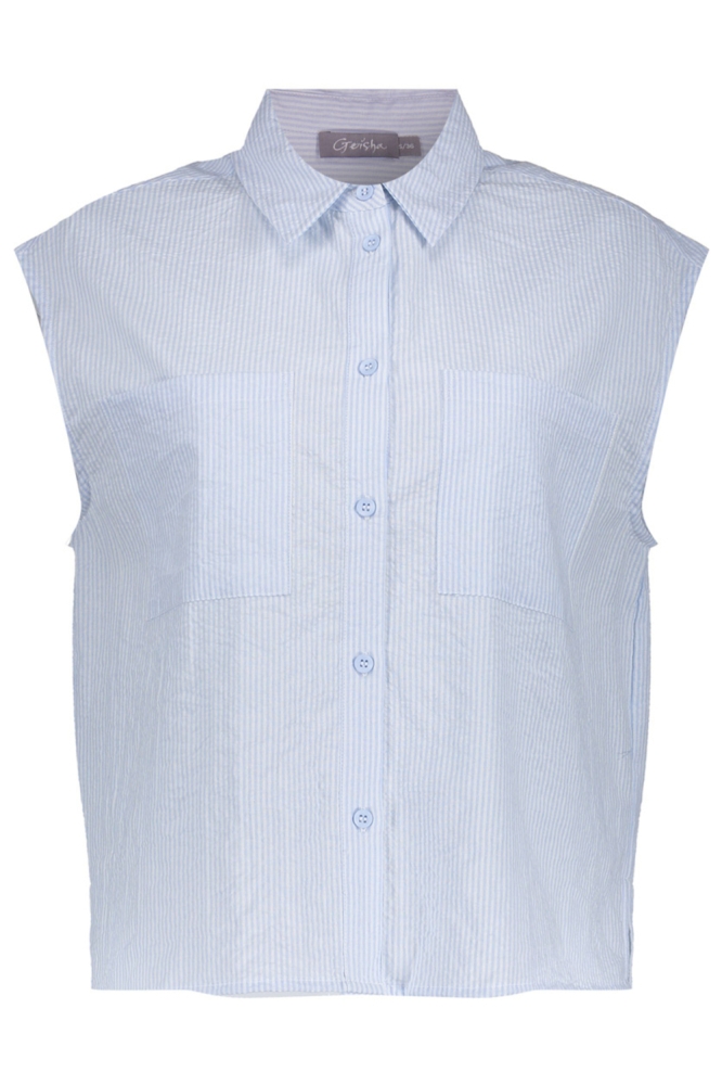 Geisha blauwe dames blouse | Vooraanzicht
