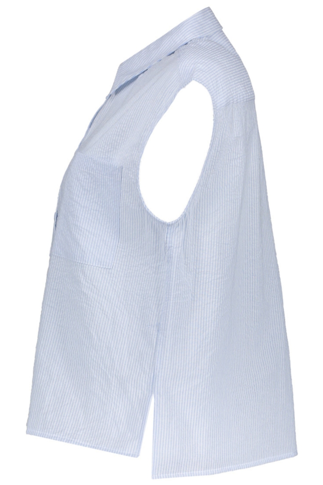 Geisha blauwe dames blouse | Zijaanzicht