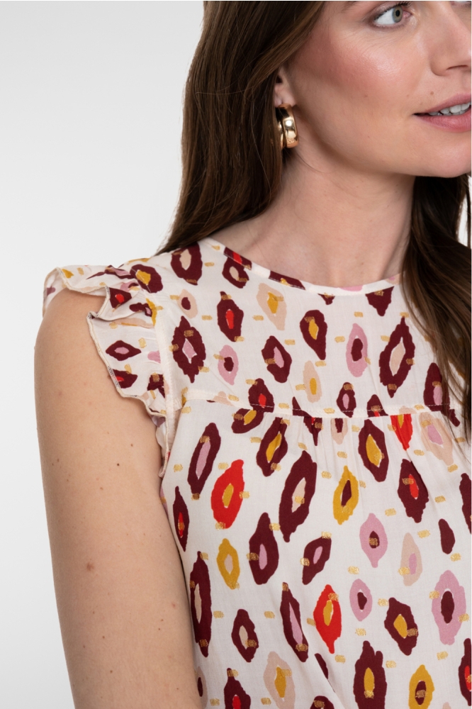 Geisha witte dames top | Kleurstaal