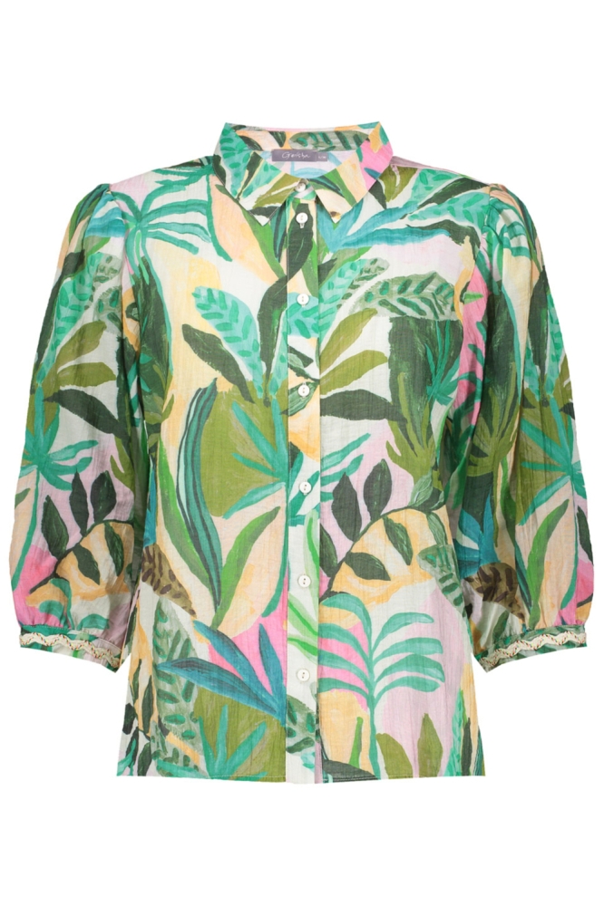 Geisha groene dames blouse | Vooraanzicht
