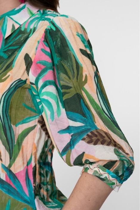 Geisha groene dames blouse | Close up