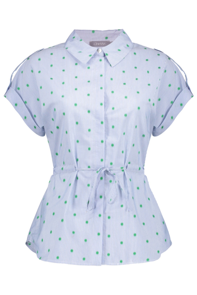 Geisha blauwe dames blouse | Vooraanzicht