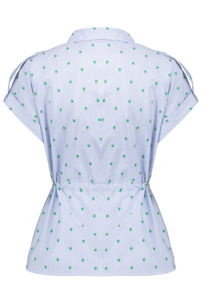 Geisha blauwe dames blouse | Achteraanzicht