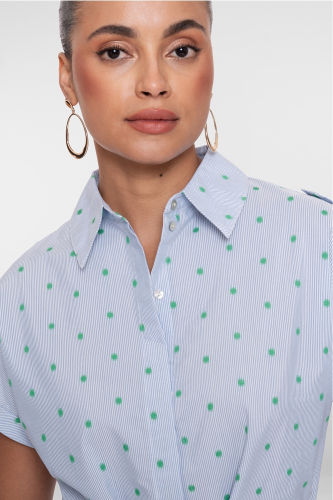 Geisha blauwe dames blouse | Kleurstaal